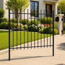 Garden Fence Panel with Spear Top Steel Posts 181x150 cm Decorative Outdoor