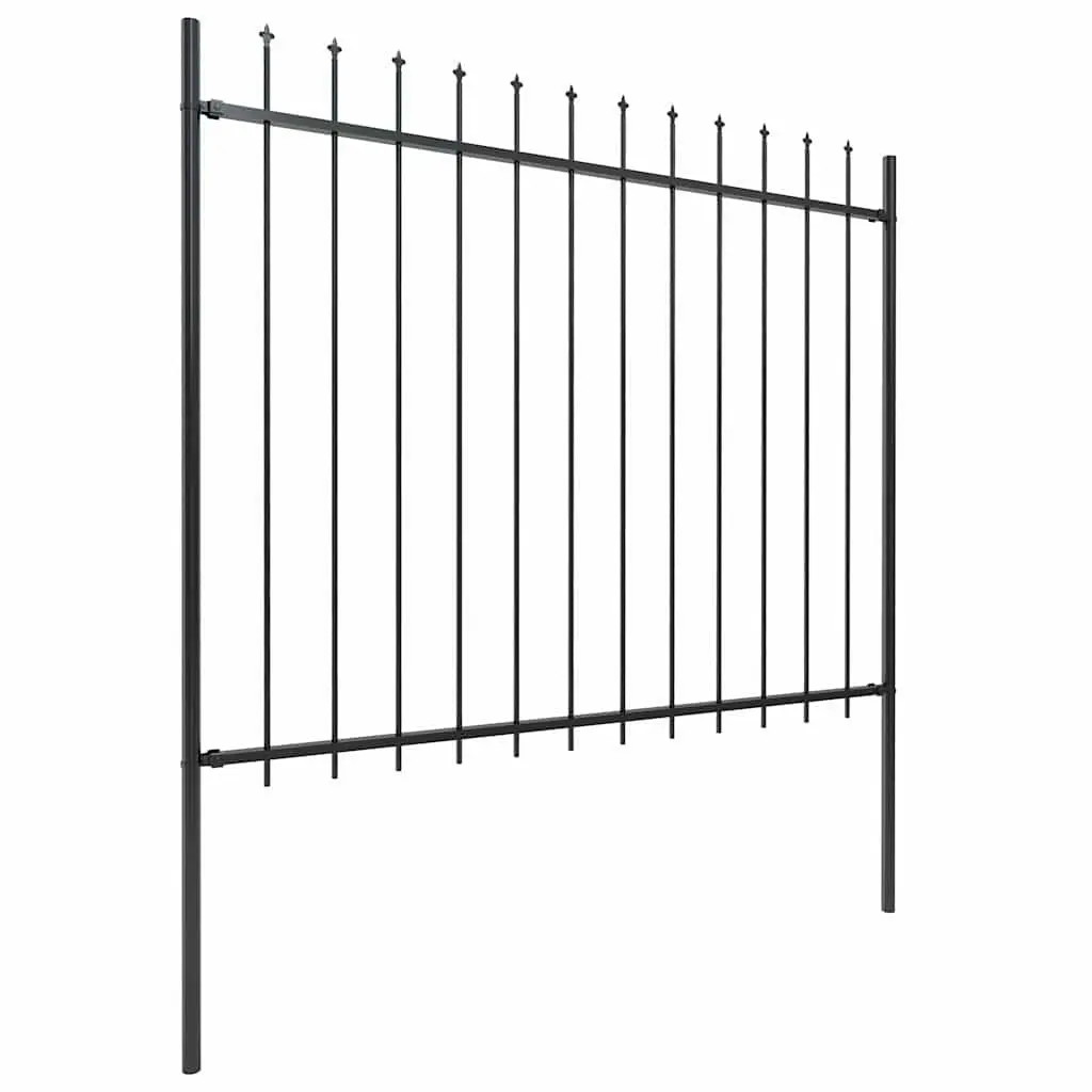 Garden Fence Panel Decorative Steel Posts 181x150 cm Black