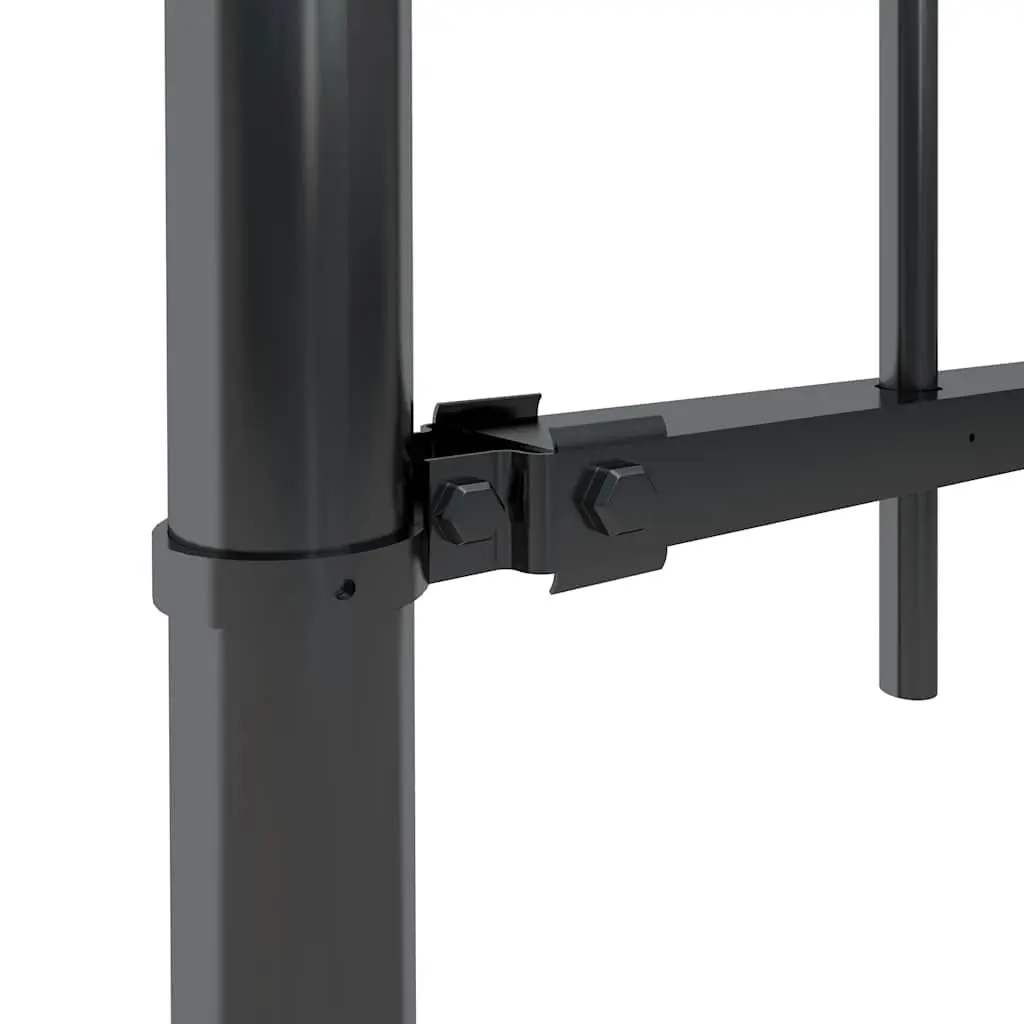 Garden Fence Panel Decorative Steel Posts 181x150 cm Black