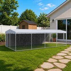 Dog Kennel Outdoor Run Enclosure Large Exercise Pen Galvanised Steel Chain Link