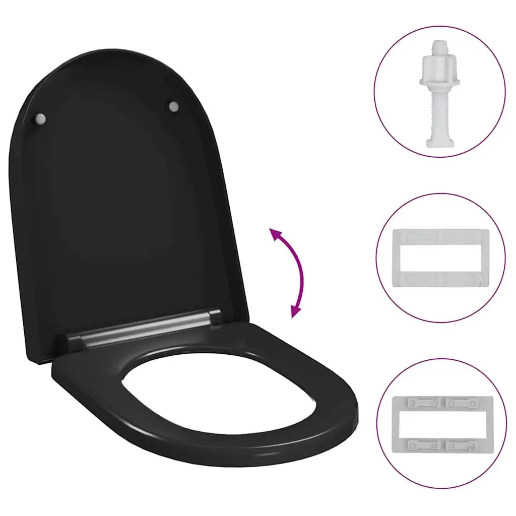Soft-close Toilet Seat Quick-release Design Black Standard Bowl Bathroom