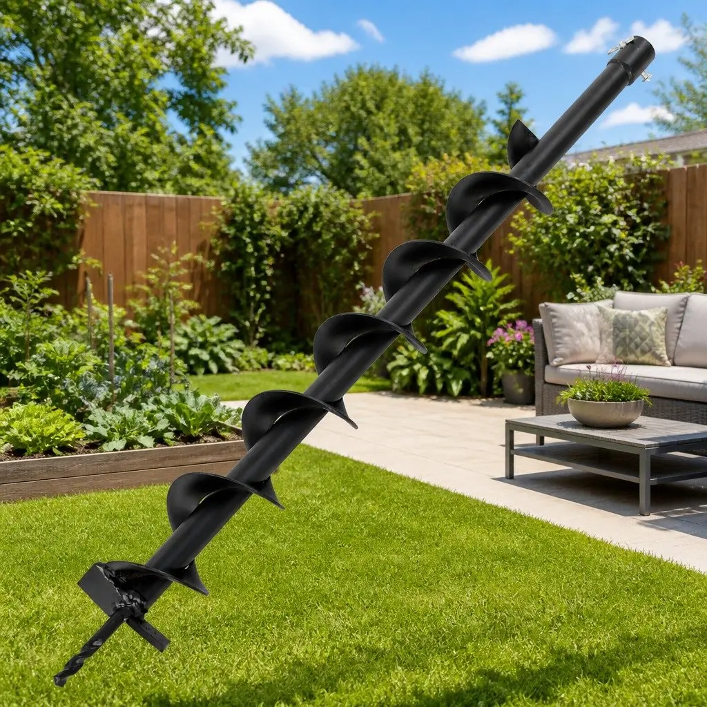 Auger Drill Bit Heavy Duty 80mm Steel for Ground Drilling Fence Post Tree Planting
