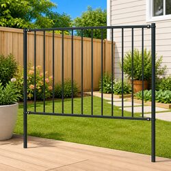 Steel Fence Panel with Posts Garden Partition Anthracite 1.7 x 1 m Outdoor