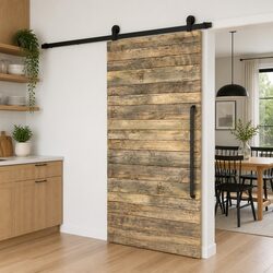 Sliding Door Hardware Kit 200cm Track Rail Rollers Floor Guide Barn Kitchen