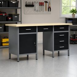 Heavy Duty Workbench 160x60x85cm 6 Drawers Storage Lockable Cabinet Workshop