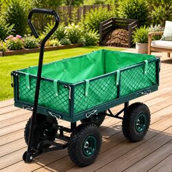 Garden Hand Trolley Heavy-Duty Steel Cart 250kg Load Capacity Pneumatic Wheels