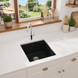 Granite Kitchen Sink Single Basin Black Extra Deep Undermount Installation Easy