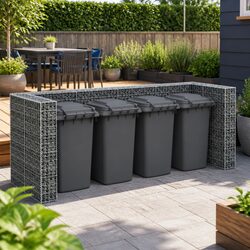 Gabion Wall Garbage Bin Enclosure 320x100x120 cm Silver Steel Mesh Basket