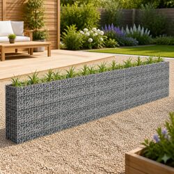 Gabion Raised Bed Silver Galvanised Steel Garden Planter Border Box 450x30x90cm