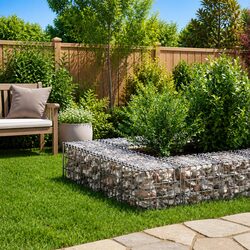 Cube Gabion Raised Bed Garden Planter Steel Wire 30x30x30cm Silver Border