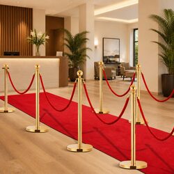 VIP Queue Barrier Posts Stainless Steel Gold 3 Piece Stanchion Set Crowd Control
