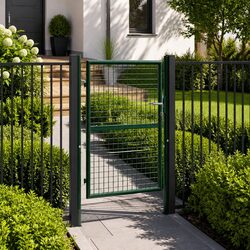 Steel Fence Gate 100x125cm Garden Patio Entryway Barrier Green Heavy Duty