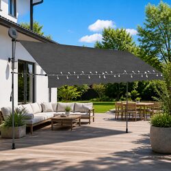 Manual Retractable Awning 350cm LED Lights Outdoor Garden Terrace Balcony Patio