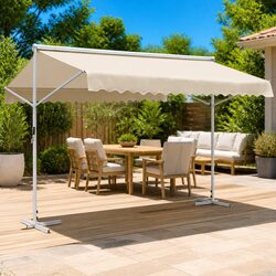 Free Standing Awning 500x300 cm Garden Patio Outdoor Sunshade Canopy Cream
