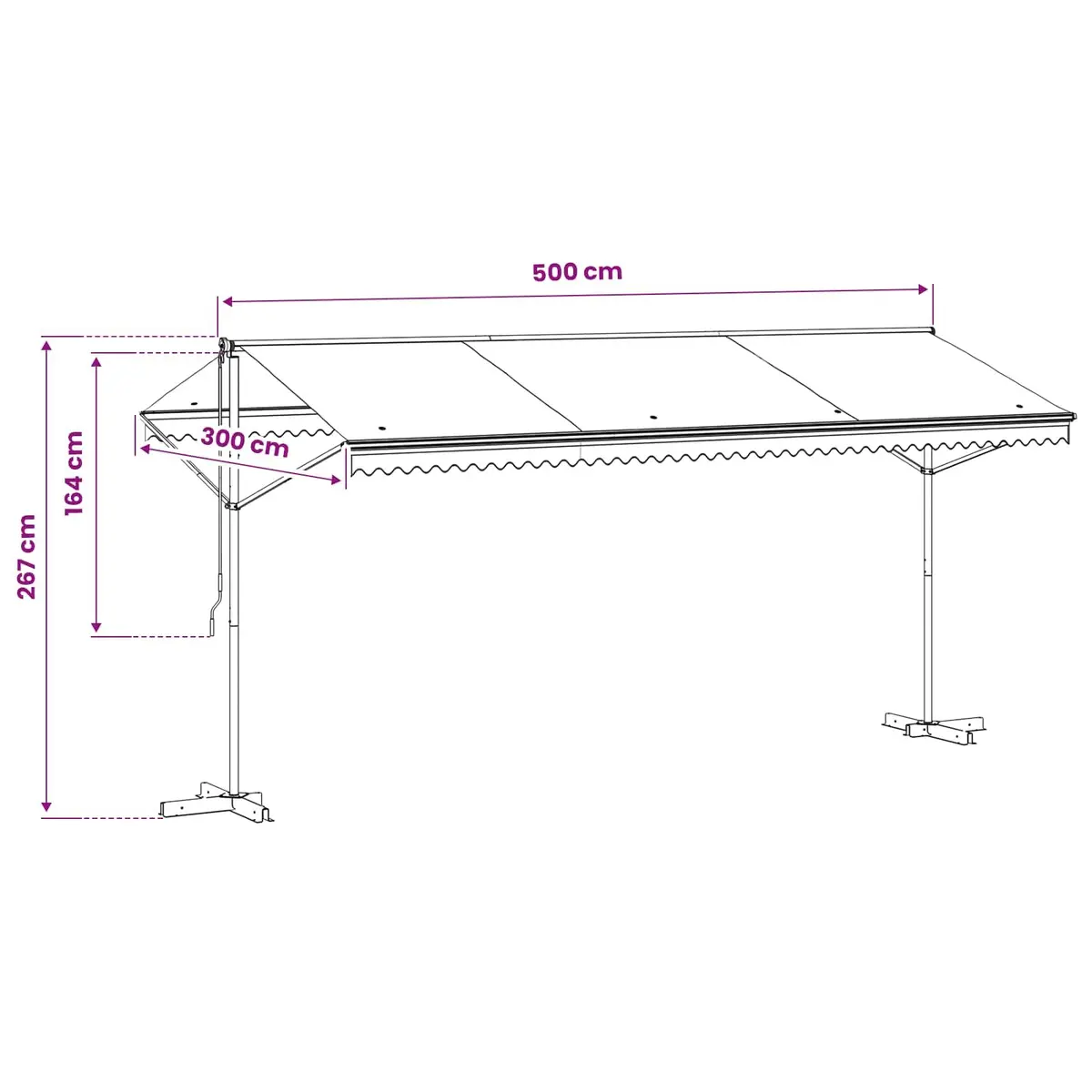 Free Standing Awning 500x300 cm Garden Patio Outdoor Sunshade Canopy Cream