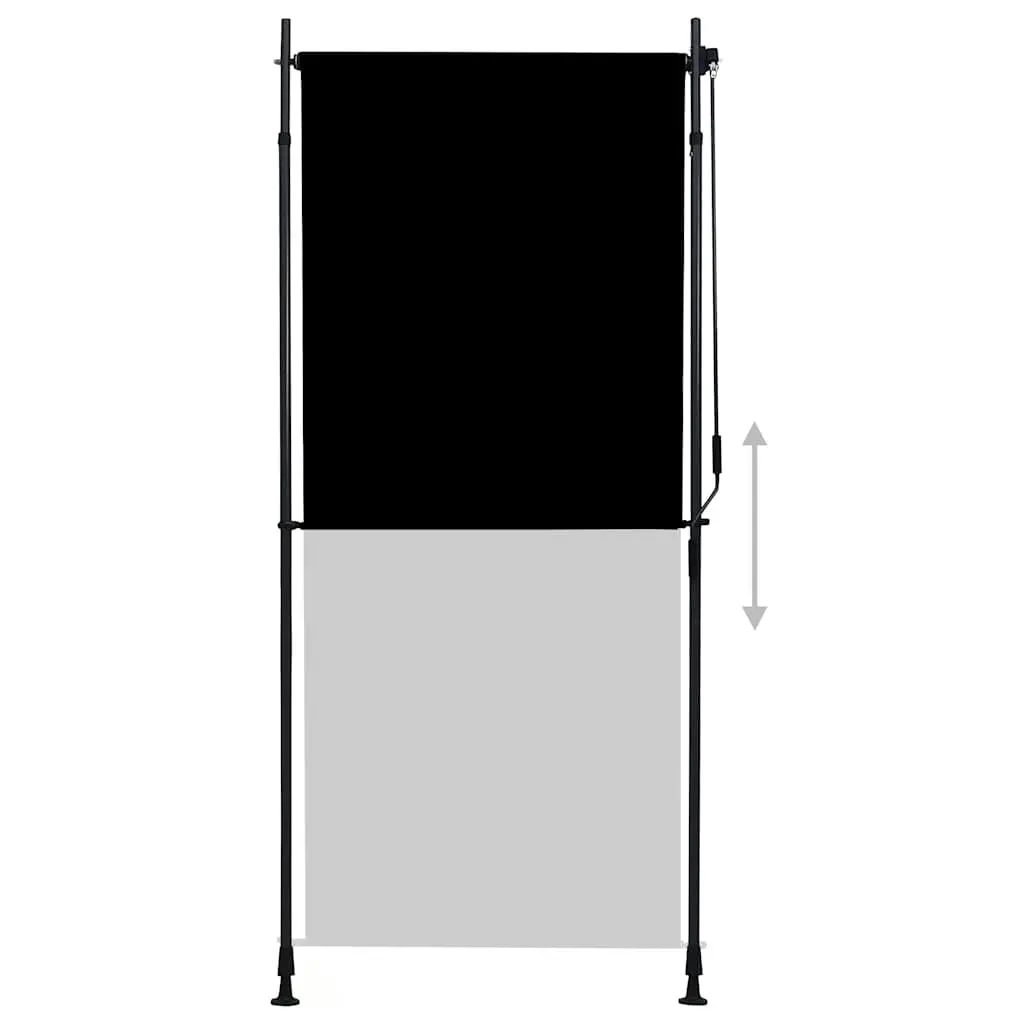 Outdoor Roller Blind Hand Crank 100x270cm Anthracite Fade Resistant Fabric Sun Blocking
