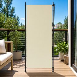 Outdoor Roller Blind 100x270 cm Cream Hand Crank Patio Shade Privacy Balcony