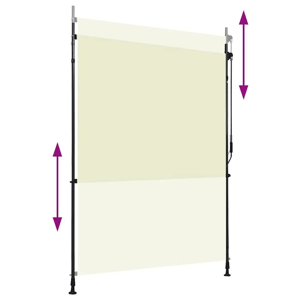 Outdoor Roller Blind Hand Crank 150x270cm Cream Fade Resistant Fabric