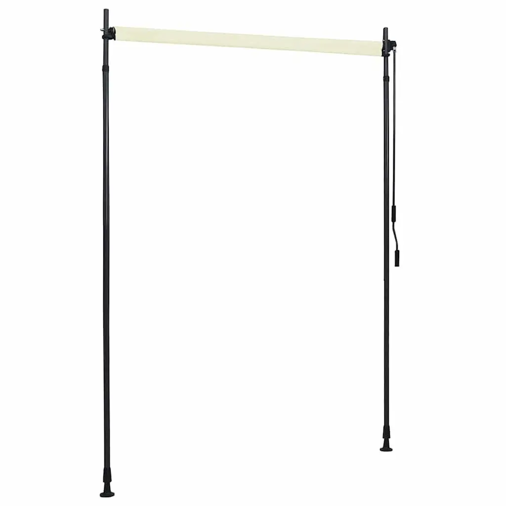 Outdoor Roller Blind Hand Crank 150x270cm Cream Fade Resistant Fabric
