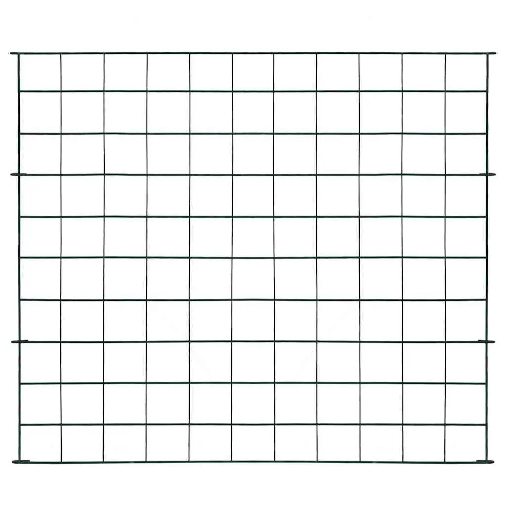 Garden Fence Panel Set Powder Coated Steel Wire 77.5x64 cm Green Outdoor Barrier Enclosure Protection