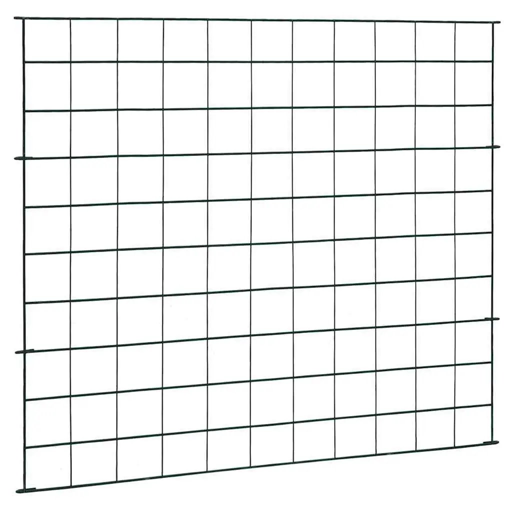 Garden Fence Panel Set Powder Coated Steel Wire 77.5x64 cm Green Outdoor Barrier Enclosure Protection