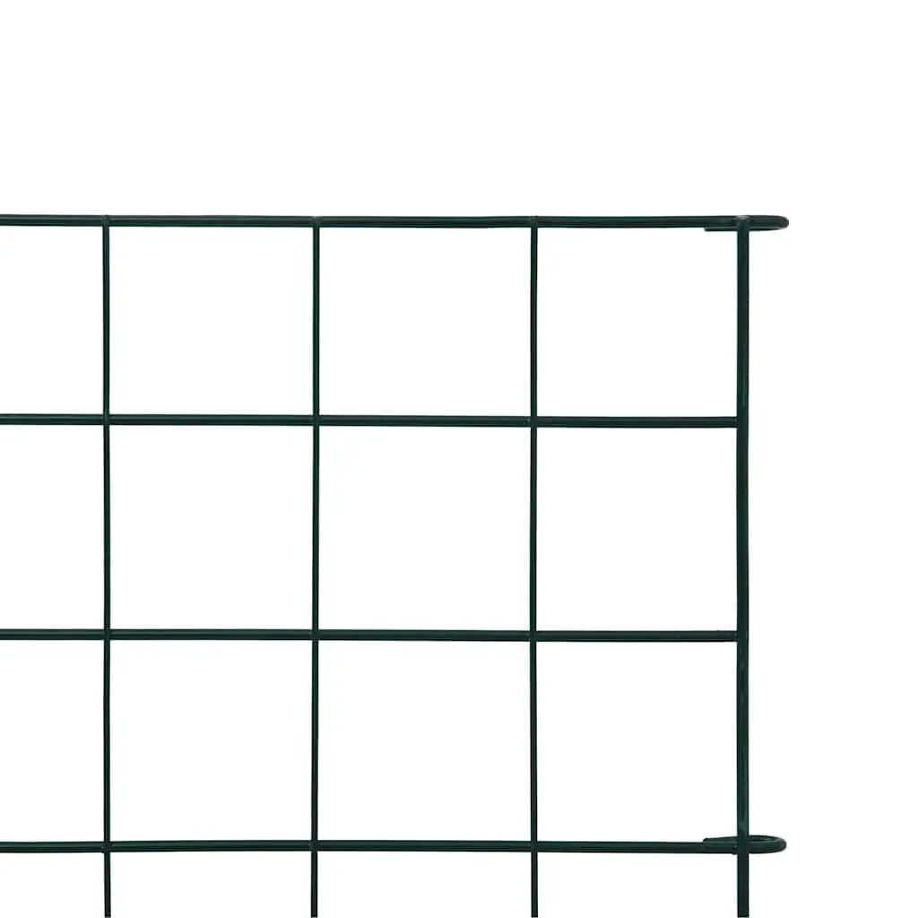 Garden Fence Panel Set Powder Coated Steel Wire 77.5x64 cm Green Outdoor Barrier Enclosure Protection