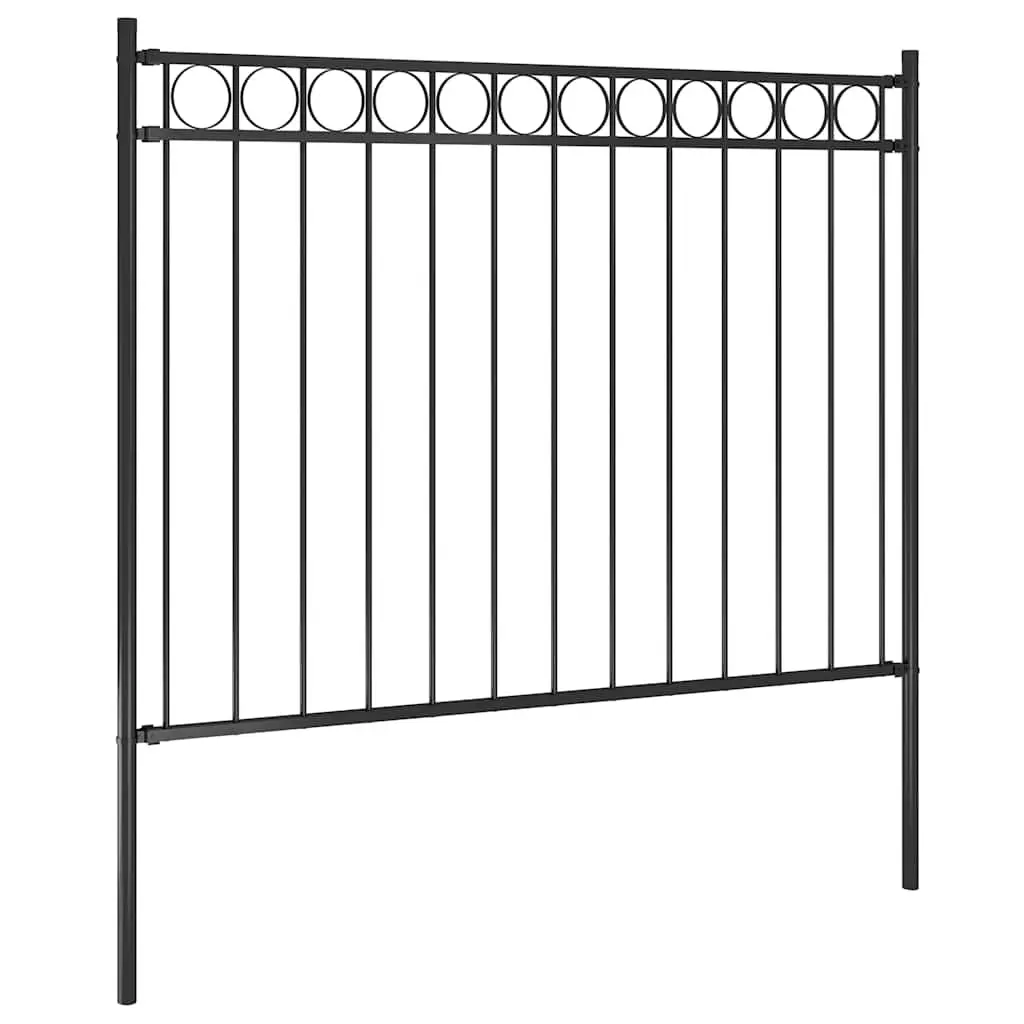 Steel Garden Fence Panel ASSEN 1.81 x 1.2 m Black Outdoor Border Security