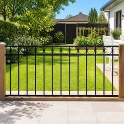 Steel Fence Panel Garden Patio Partition Black 1.7x1m Weather Resistant Durable