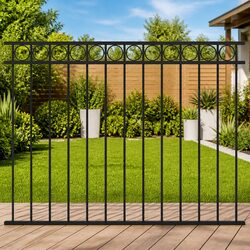 Steel Fence Panel Garden Outdoor Backyard Patio Privacy Screen 1.7x1.5 m Black