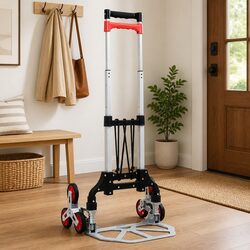 Foldable Stair Climbing Cart 70kg Capacity Portable Hand Trolley Three Wheel
