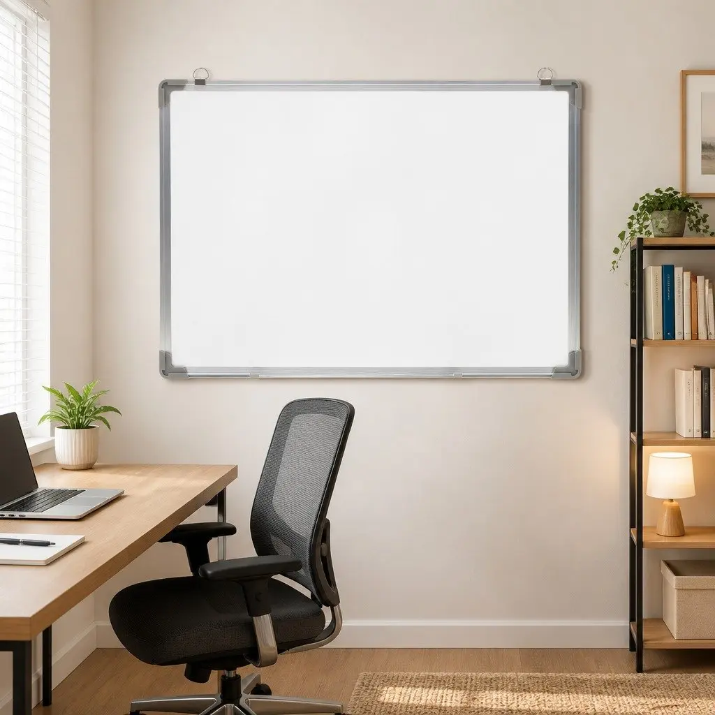 Magnetic Whiteboard Lacquer-Coated Steel 90x60cm White Wall-Mounted Office Presentation Board