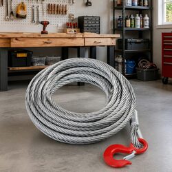 Wire Rope Cable 3200 kg 20 m Steel Galvanised Hoisting Binding Winch Sling