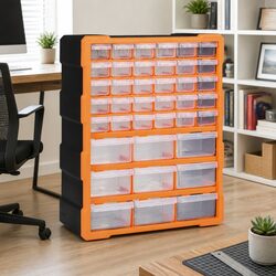 Multi-Drawer Organiser 39 Drawers Tool Storage Box Hardware Accessories Orange