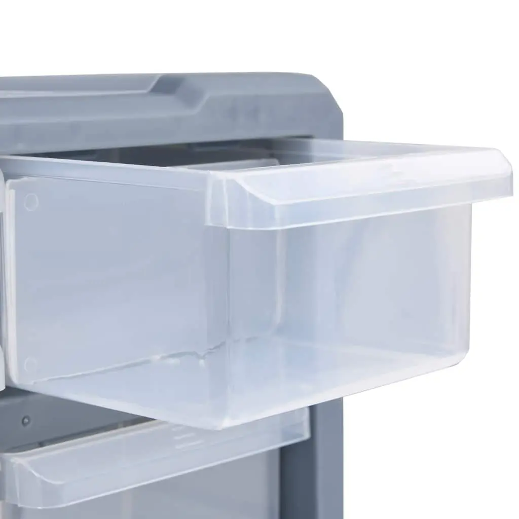 Multi-Drawer Tool Organiser 60 Transparent Drawers Grey Polypropylene