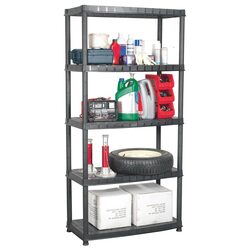 5-Tier Storage Shelf Black Plastic Shelving Unit Display Rack Bookshelf