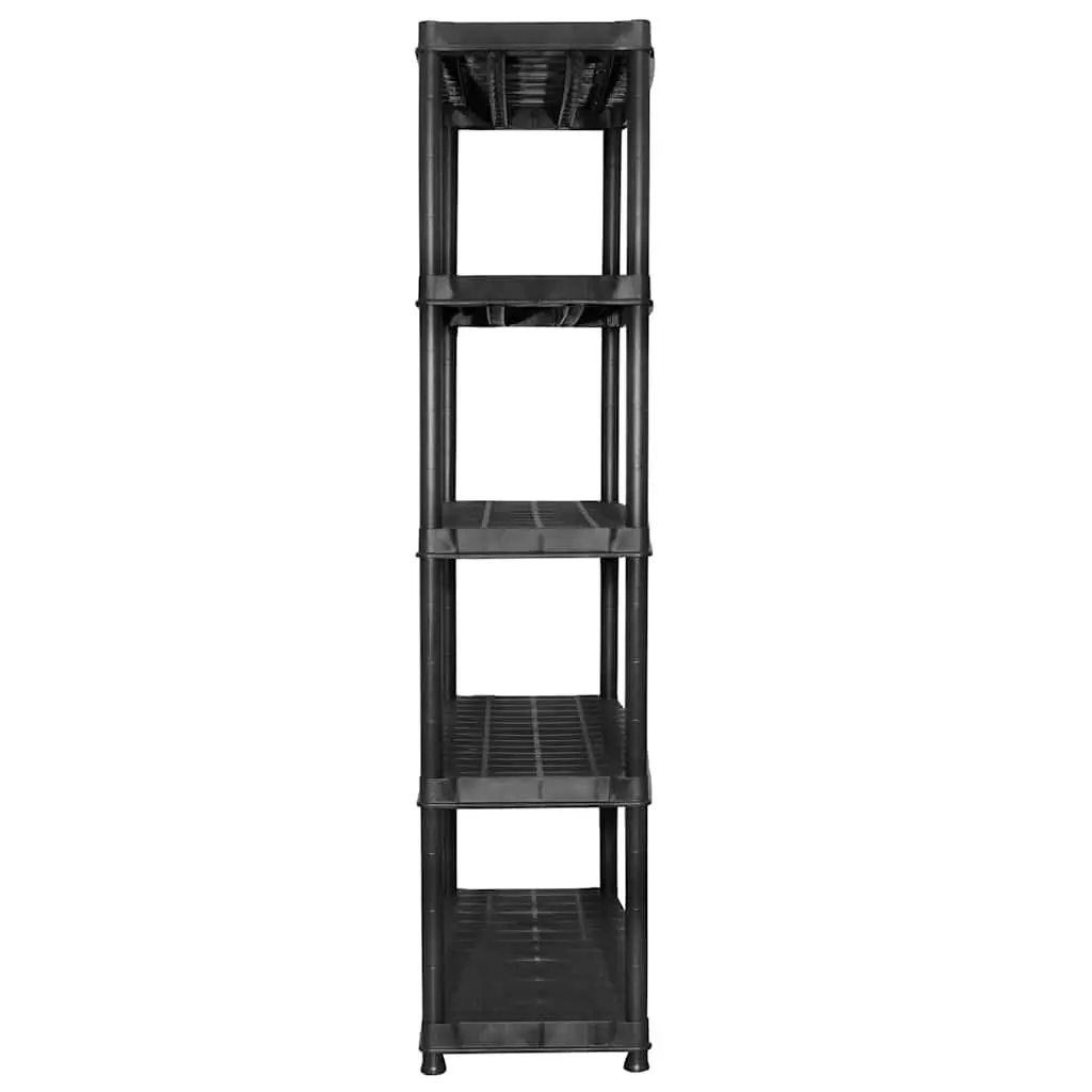 5-Tier Storage Shelf Black Plastic Shelving Unit Display Rack Bookshelf