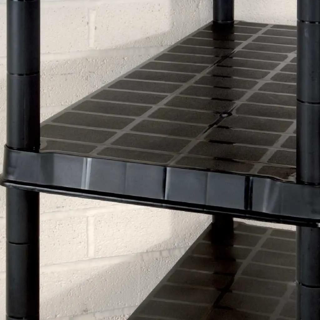 5-Tier Storage Shelf Black Plastic Shelving Unit Display Rack Bookshelf