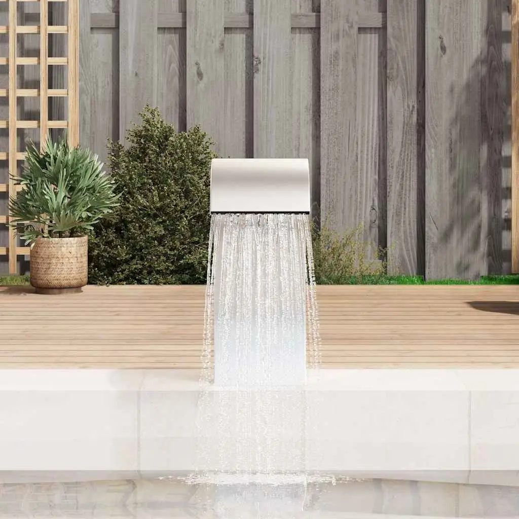 Pool Fountain Water Feature Stainless Steel Silver Outdoor Decor 22 x 60 x 70 cm