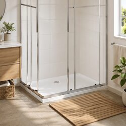 Rectangular Shower Base Tray White 80x110 cm Low Threshold Modern Bathroom