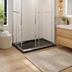 Rectangular Shower Base Tray Black 80x110 cm Low Threshold Modern Bathroom