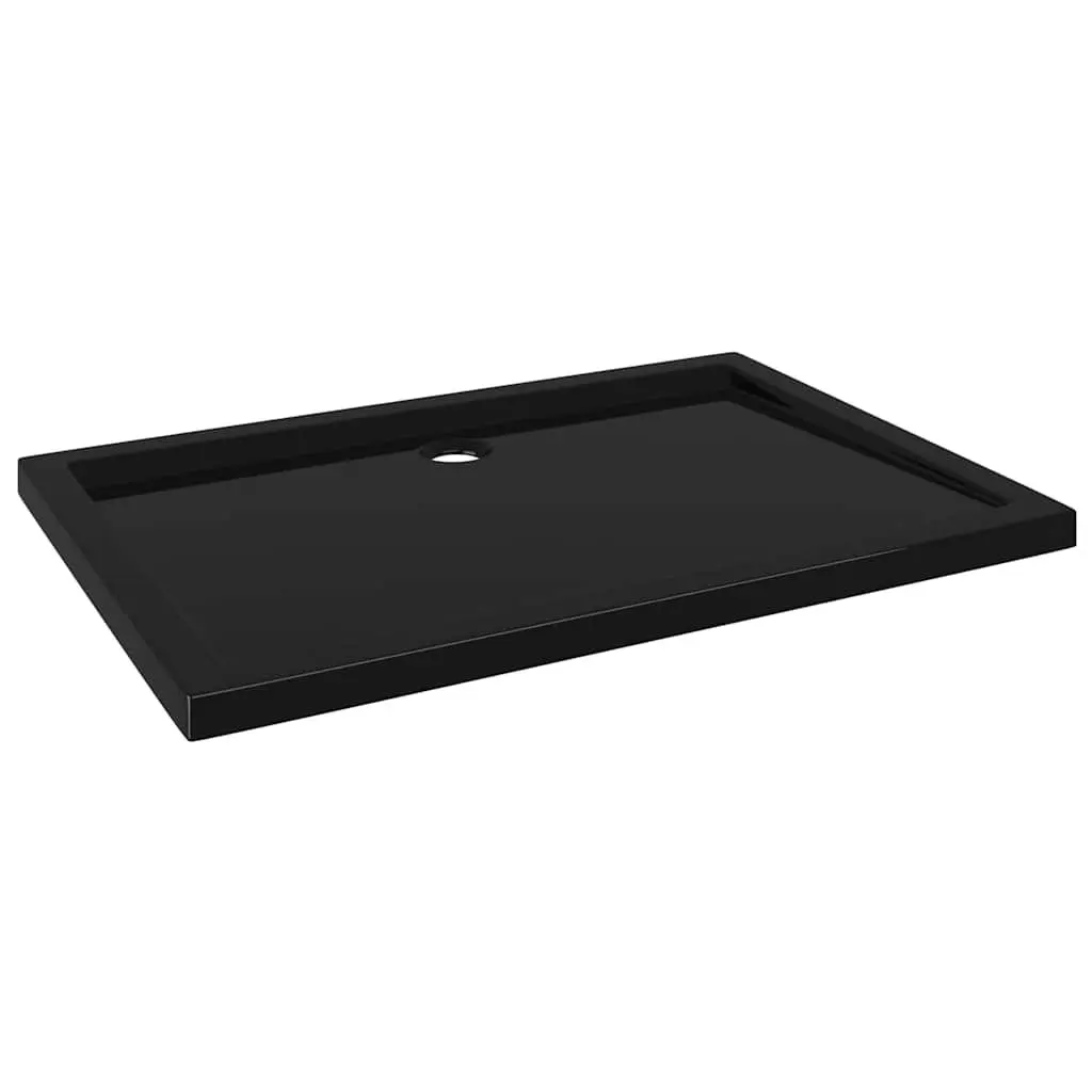 Rectangular Shower Base Tray Low Threshold 80x110 cm Black ABS Fibreglass Reinforced
