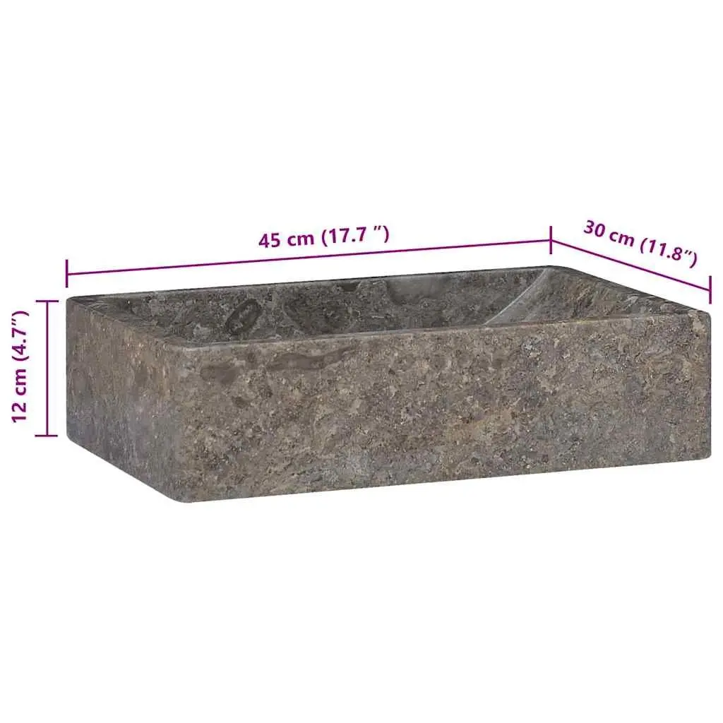 Bathroom Sink Marble High Gloss 45x30x12cm Grey Modern Fixture