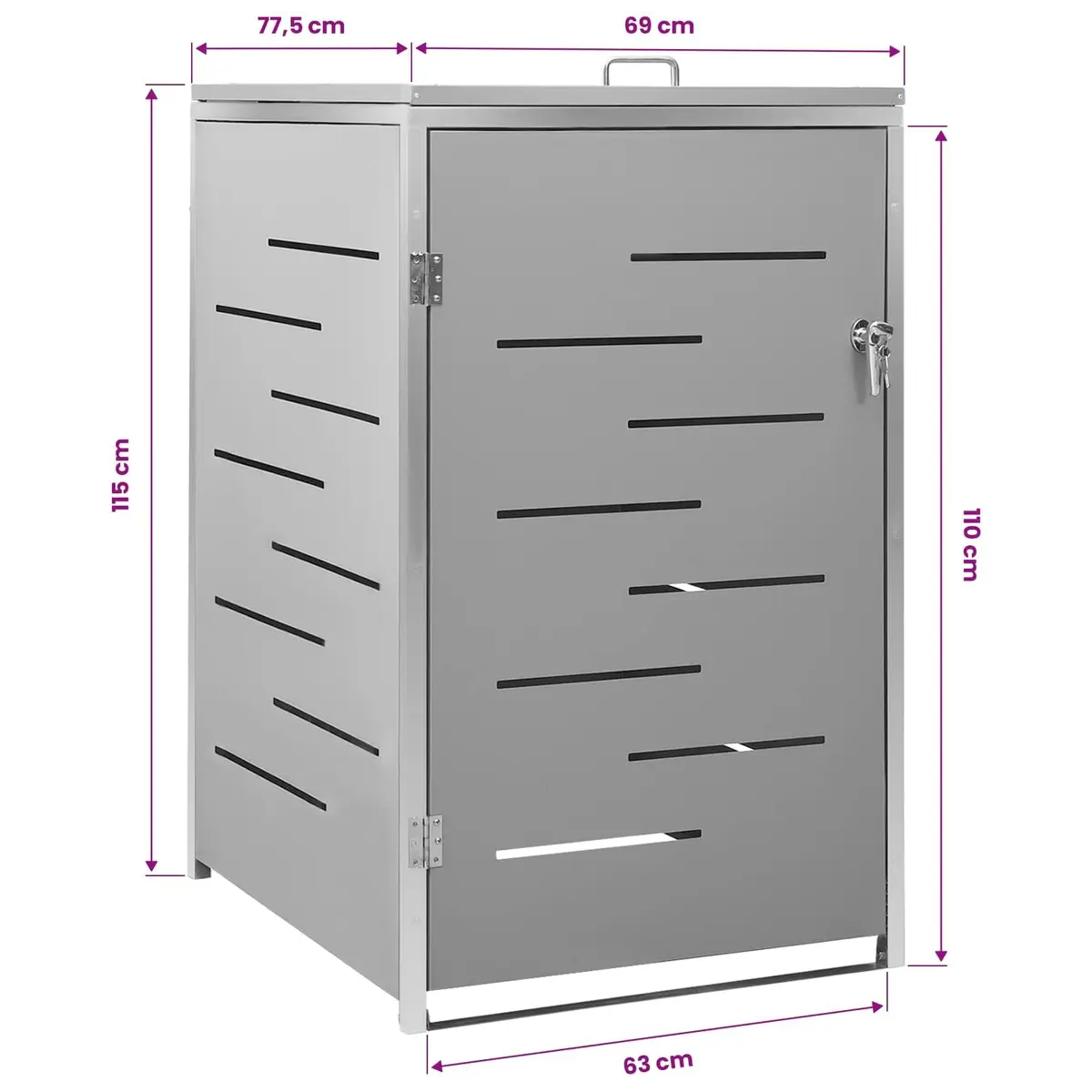 Single Wheelie Bin Shed Sturdy Construction 69x77.5x115cm Grey