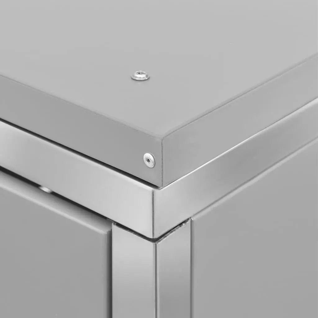Double Wheelie Bin Shed Garden Waste Container Enclosure Stainless Steel Frame Grey 138x77.5x115cm