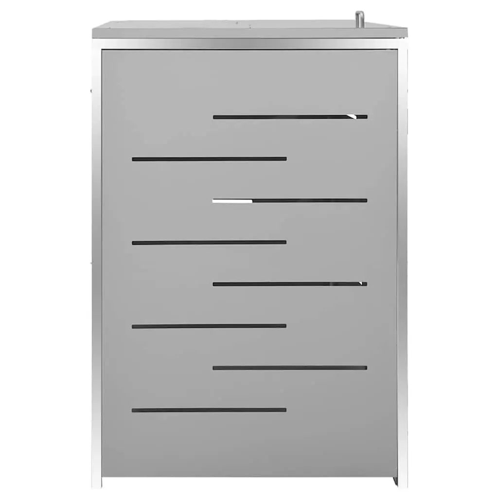 Triple Wheelie Bin Shed Outdoor Storage Galvanised Steel Grey