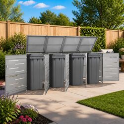 Wheelie Bin Shed Garbage Container Enclosure Storage Grey 276.5x77.5x115cm