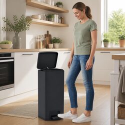 Pedal Dustbin 30L Hands-Free Waste Bin Soft Close Lid Kitchen Rubbish Container