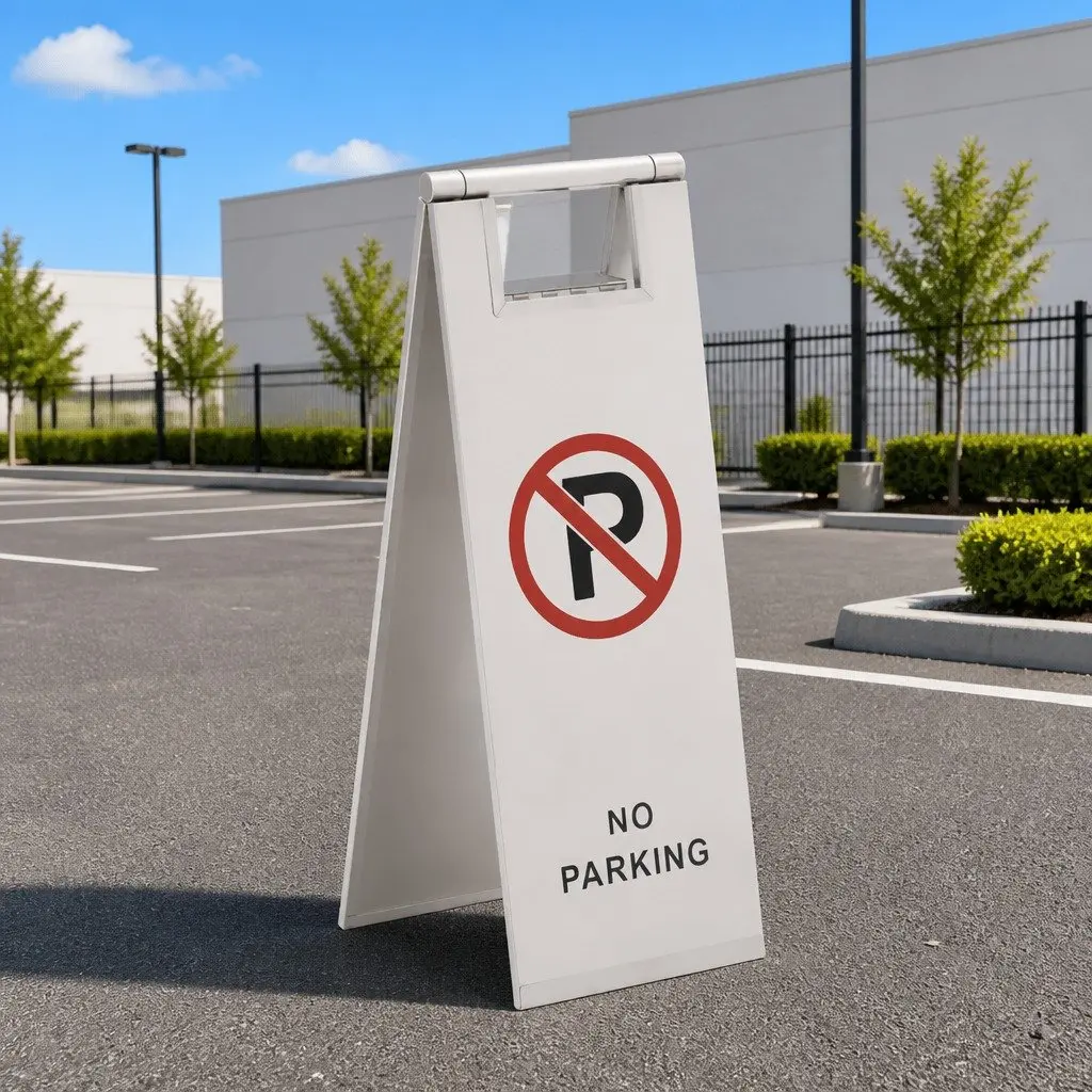 Folding Parking Sign Double-Sided No Parking Stainless Steel Portable Storage