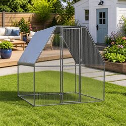 Outdoor Chicken Cage 2x2x2m Galvanised Steel Enclosure Run Aviary Small Animal
