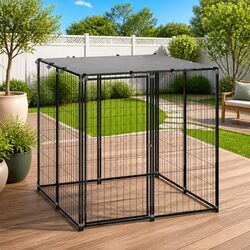 Dog Kennel Outdoor Enclosure 110x110x110cm Large Pet Cage Run Steel Mesh